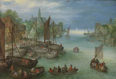 Ansicht einer Stadt an einem Fluss von Jan the Elder Brueghel